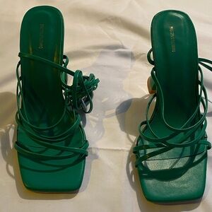 PRETTYLITTLETHING Green Lace-up Heels size 6